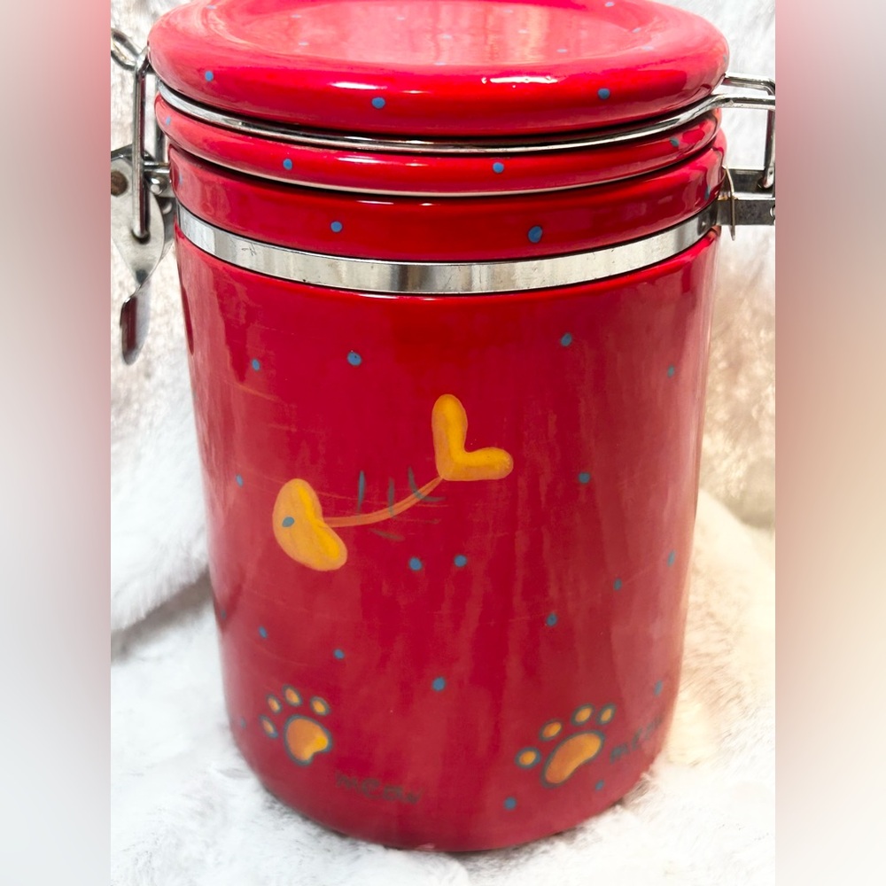 CERAMIC CAT TREAT BAIL LATCH CANISTER - Picture 3 of 6